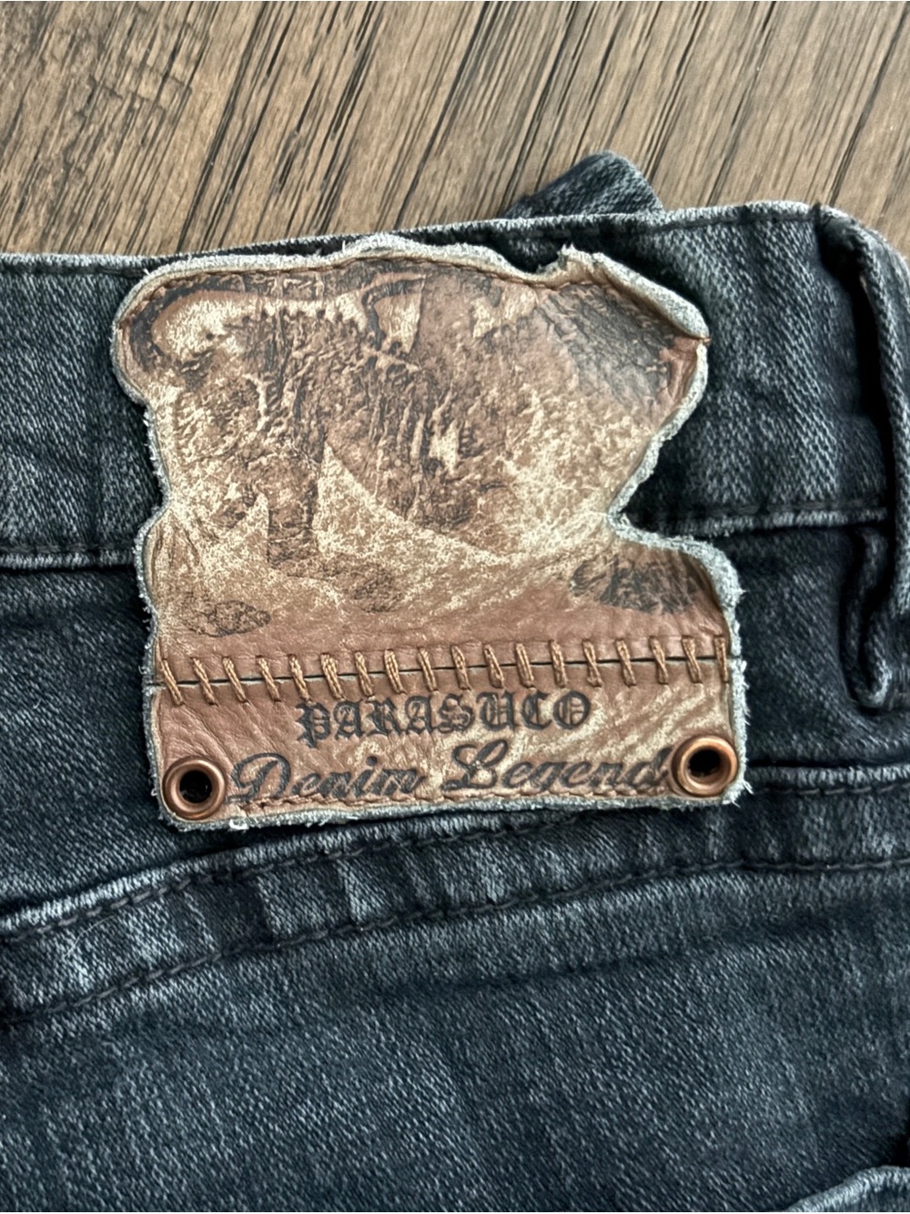 low rise dark blue parasuco bootcut jeans